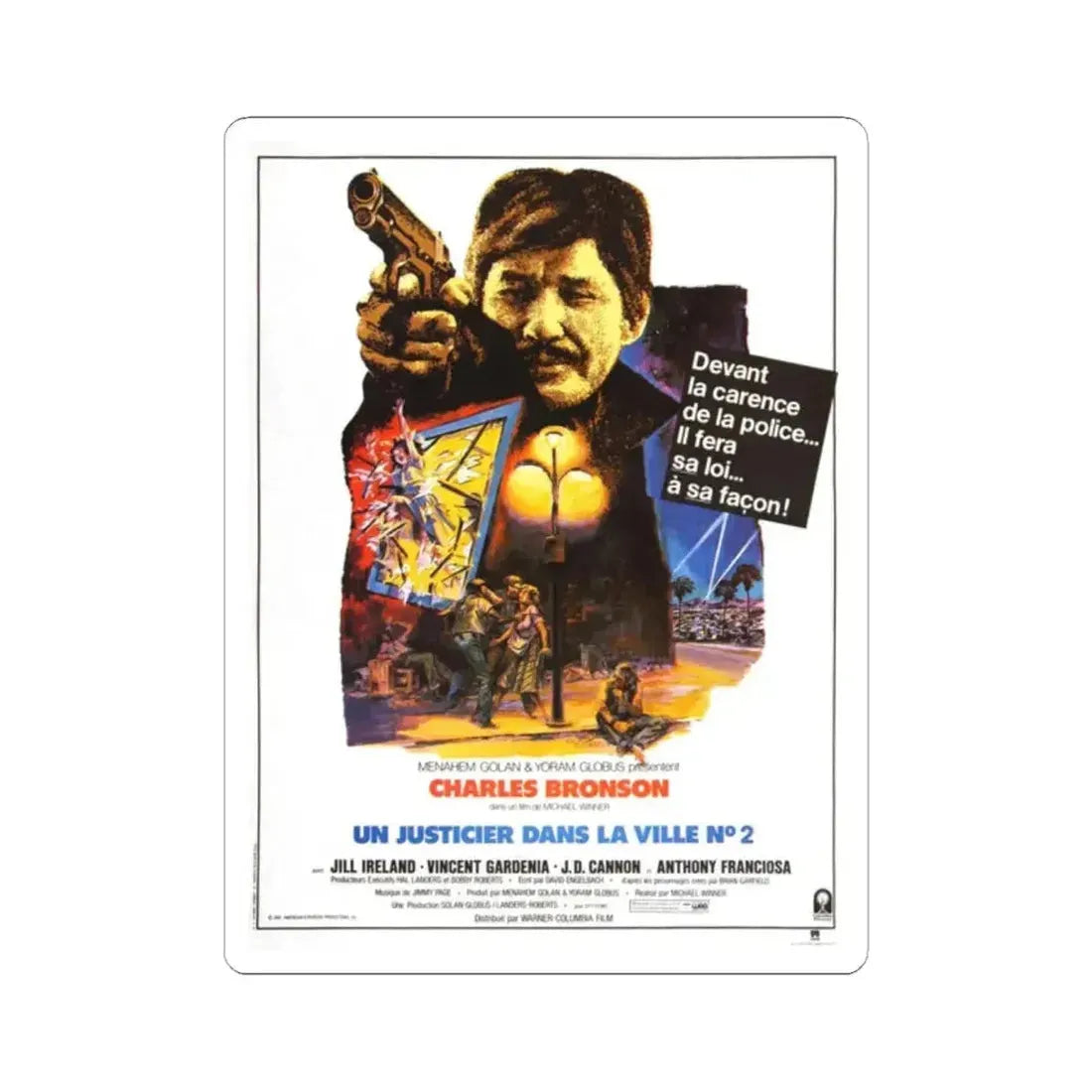 DEATH WISH II (FRENCH) 1982 Movie Poster - STICKER Vinyl Kiss-Cut Decal 2 Inch White - The Sticker Space