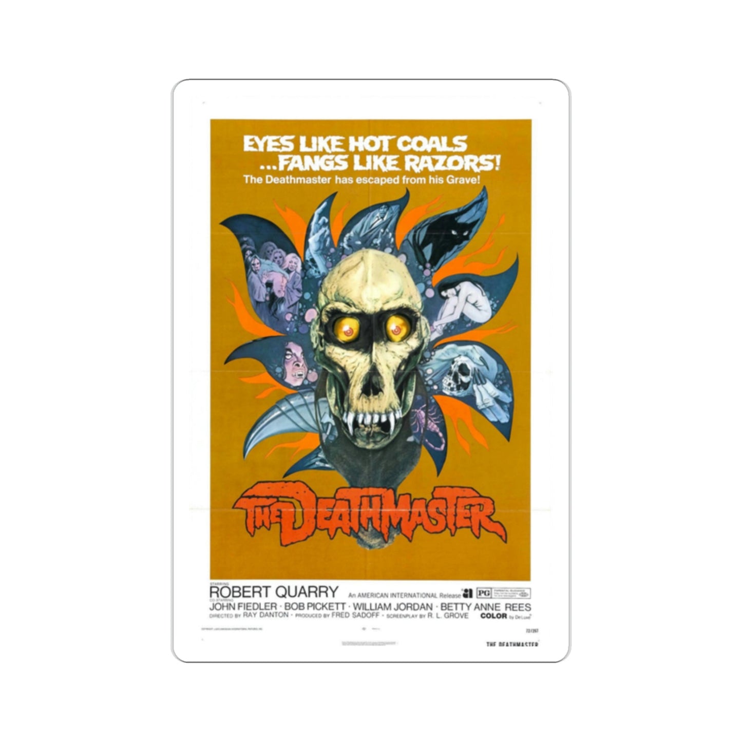 Deathmaster 1972 Movie Poster STICKER Vinyl Die-Cut Decal-2 Inch-The Sticker Space