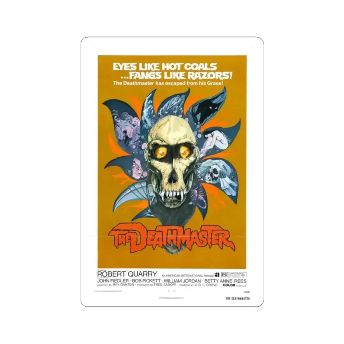 Deathmaster 1972 Movie Poster - STICKER Vinyl Kiss-Cut Decal 2 Inch White - The Sticker Space