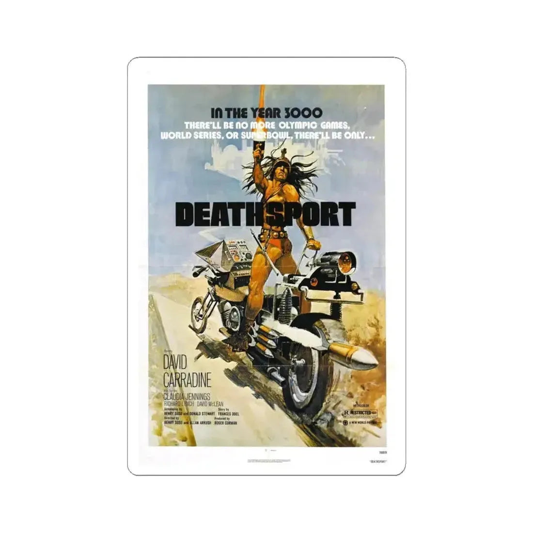 DEATHSPORT 1978 Movie Poster - STICKER Vinyl Kiss-Cut Decal 6 Inch White - The Sticker Space
