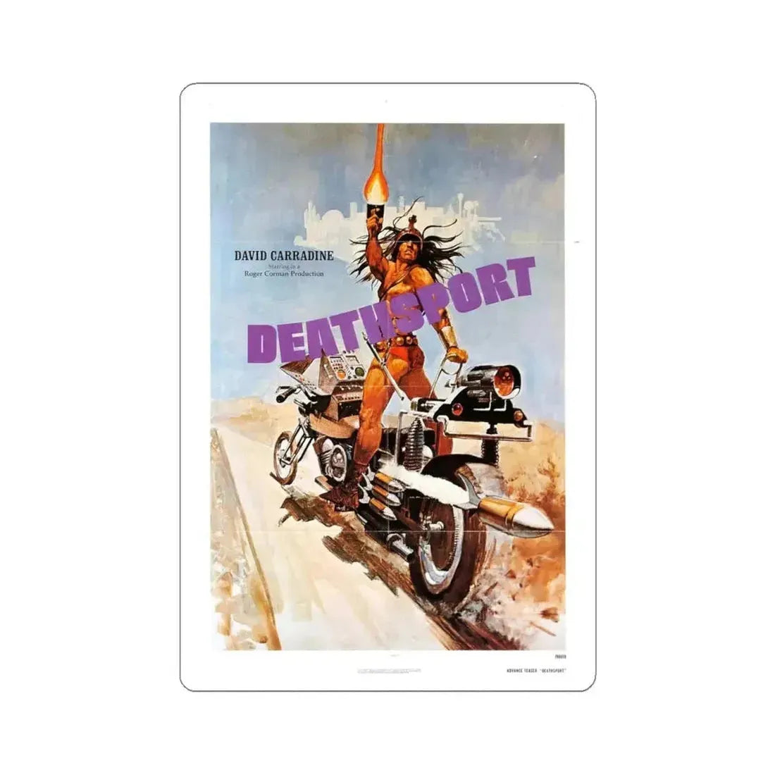 DEATHSPORT (2) 1978 Movie Poster - STICKER Vinyl Kiss-Cut Decal 4 Inch White - The Sticker Space