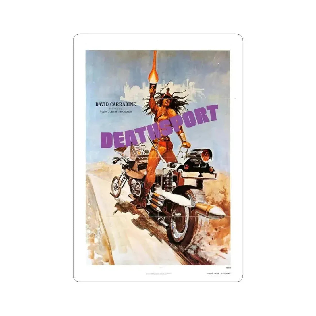 DEATHSPORT (2) 1978 Movie Poster - STICKER Vinyl Kiss-Cut Decal 6 Inch White - The Sticker Space