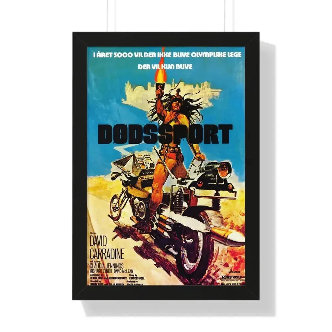 DEATHSPORT (DANISH) 1978 - Framed Movie Poster 16″ x 24″ Black - The Sticker Space