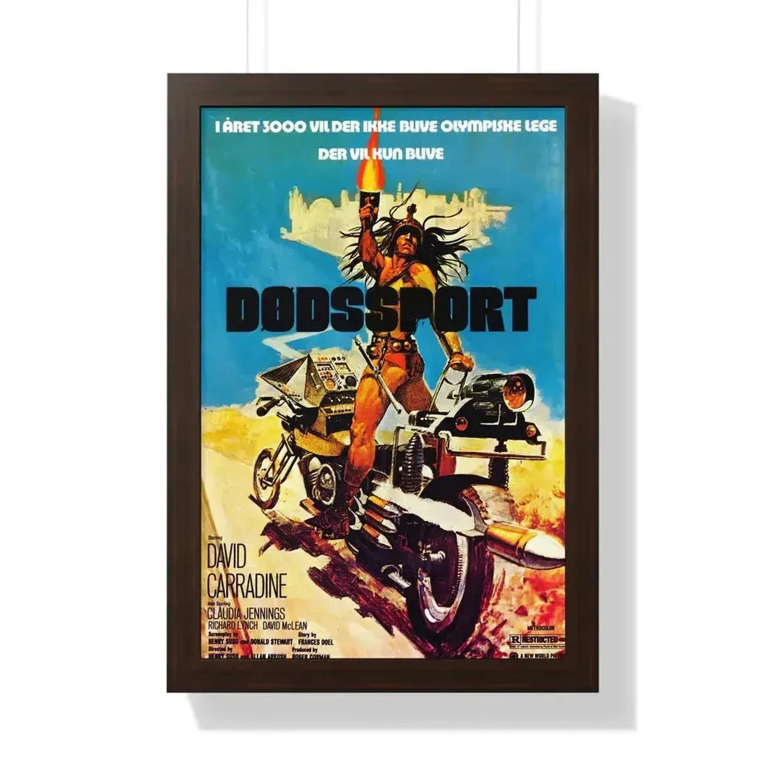 DEATHSPORT (DANISH) 1978 - Framed Movie Poster 16″ x 24″ Walnut - The Sticker Space