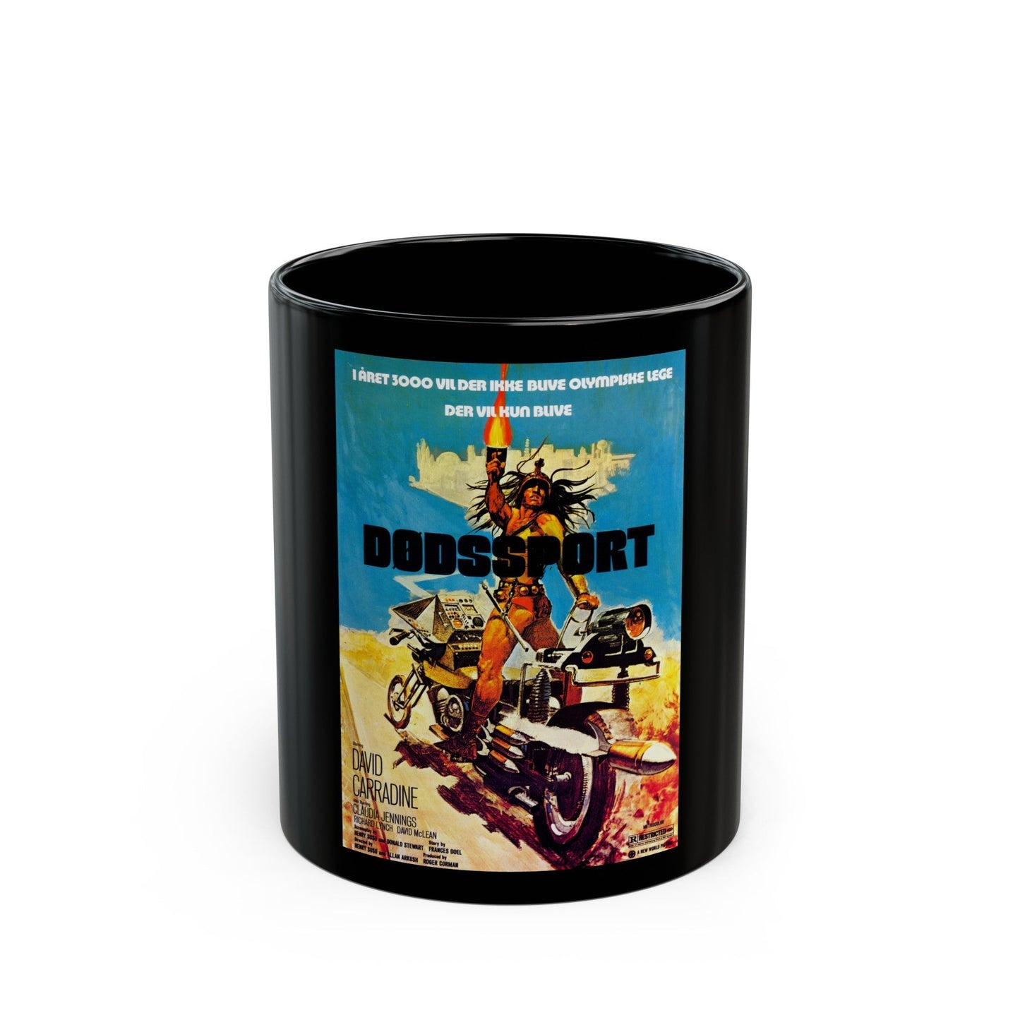 DEATHSPORT (DANISH) 1978 Movie Poster - Black Coffee Mug-11oz-The Sticker Space