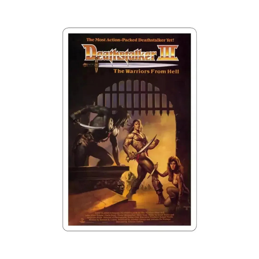 DEATHSTALKER III 1988 Movie Poster - STICKER Vinyl Kiss-Cut Decal 4 Inch White - The Sticker Space