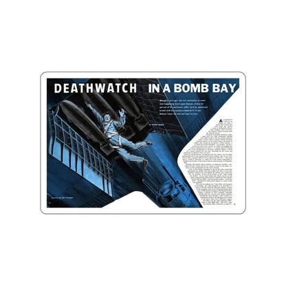 Deathwatch In A Bomb Bay, Man's magazine, November 1959 (Magazine Illustration) STICKER Vinyl Die-Cut Decal White Die-Cut 4 Inch - The Sticker Space