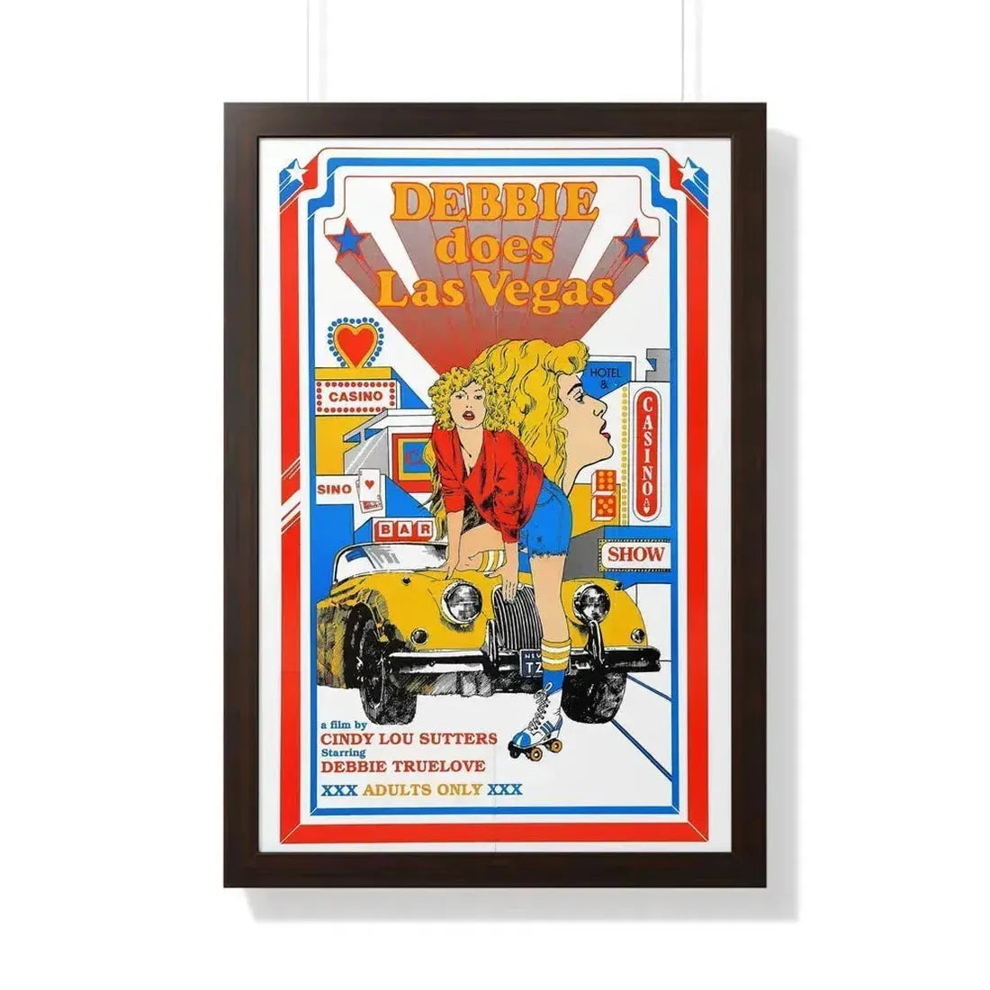 DEBBIE DOES LAS VEGAS 1981 - Framed Movie Poster 20" x 30" Walnut - The Sticker Space