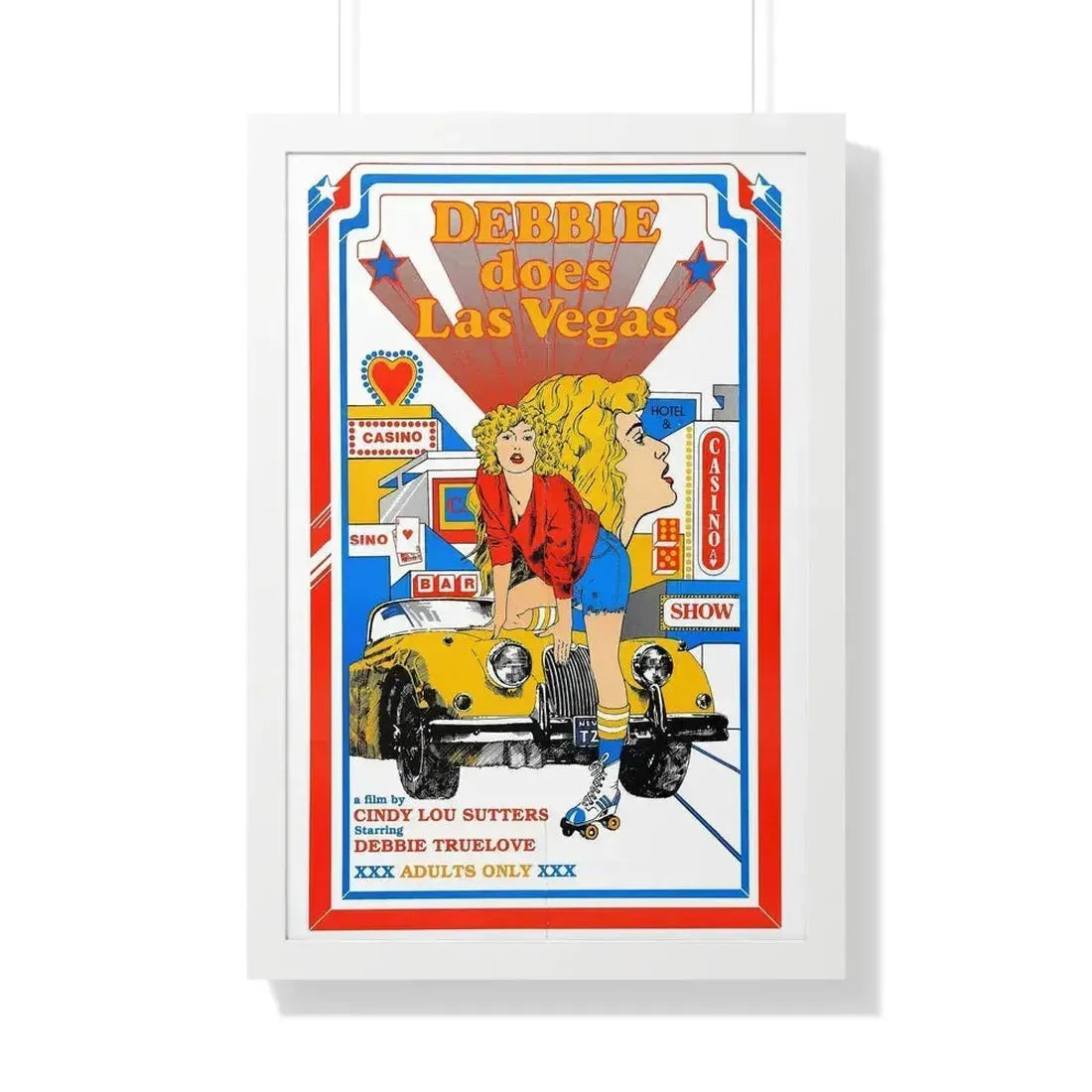 DEBBIE DOES LAS VEGAS 1981 - Framed Movie Poster 20" x 30" White - The Sticker Space