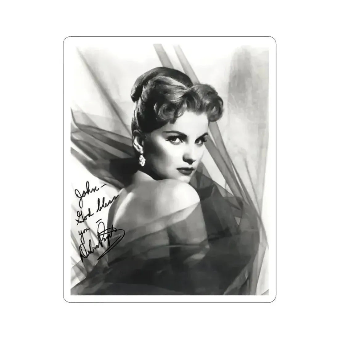 Debra Paget #04 - 8x10 B&W Glamour Portrait Upper Body Bare Shoulders Photo signed (Vintage Female Icon) STICKER Vinyl Kiss-Cut Decal 3 Inch White - The Sticker Space
