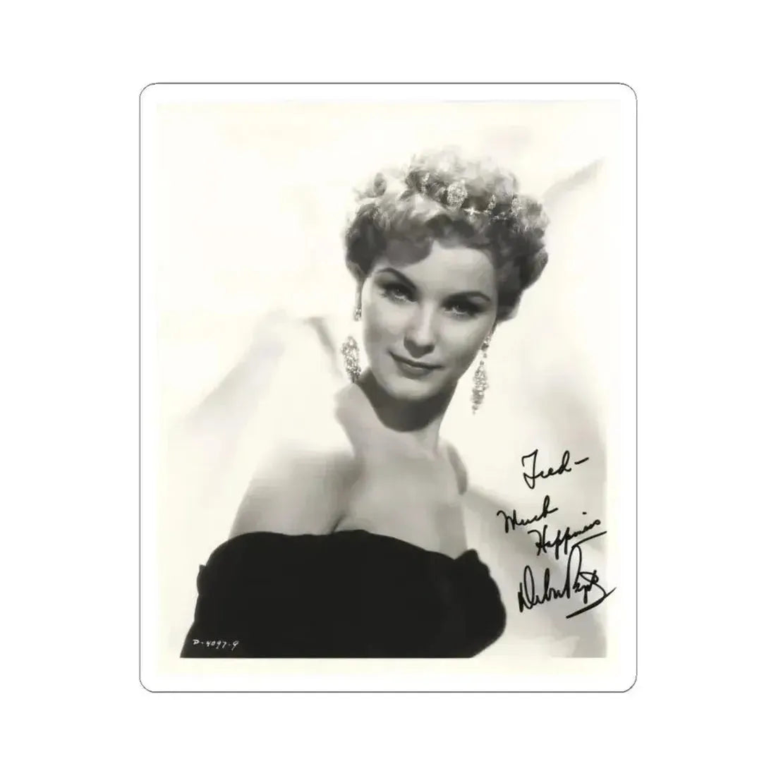 Debra Paget #166 - 8x10 B&W Upper Body Glamour Portrait Late 50's Photo (Vintage Female Icon) STICKER Vinyl Kiss-Cut Decal 4 Inch White - The Sticker Space