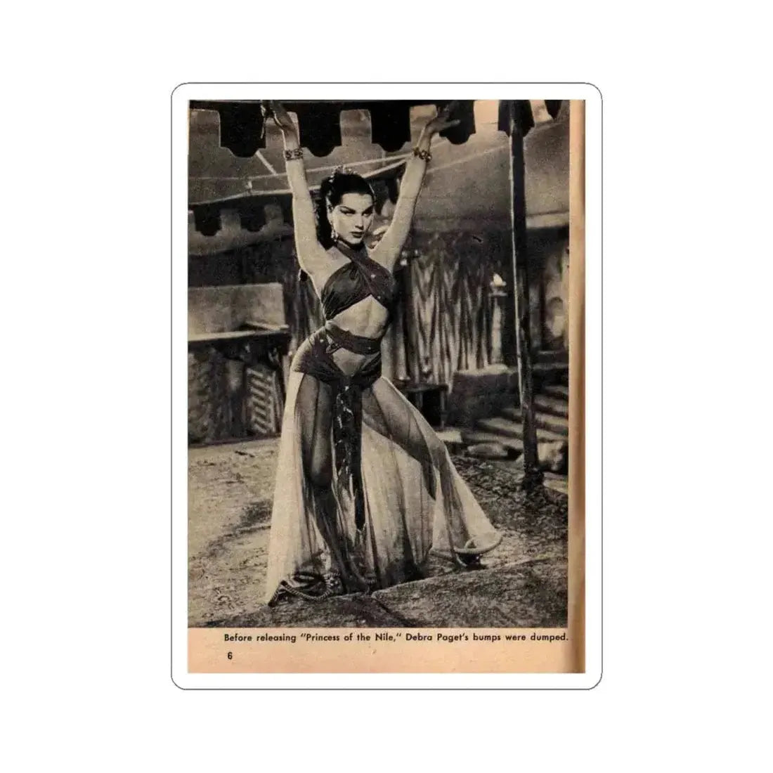 Debra Paget #413 - Show Mag. '55 - 1 B&W Photo (Vintage Female Icon) STICKER Vinyl Kiss-Cut Decal 4 Inch White - The Sticker Space