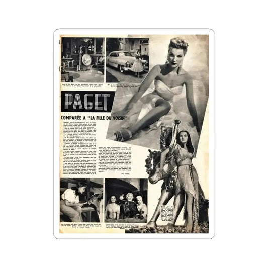 Debra Paget #483 - 6 B&W Photos on French Mag. Page (Vintage Female Icon) STICKER Vinyl Kiss-Cut Decal 2 Inch White - The Sticker Space