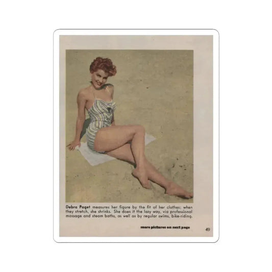 Debra Paget #494 - Pages 49 Pages 1 of 1 with, Corner Color Debbie Photo+Caption from Modern Screen Mag. July '55 (Vintage Female Icon) STICKER Vinyl Kiss-Cut Decal 2 Inch White - The Sticker Space