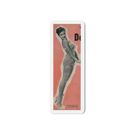 Debra Paget #514 - Magazine Clipping B&W Photo with, Color Boarder & Caption from Early or Mid 50's (Vintage Female Icon) Refrigerator Magnet 6 Inch Die-Cut - The Sticker Space