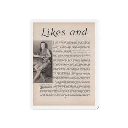 Debra Paget #521 - Magazine Page 1 of 2 1 B&W Princess Of The Nile '54 Candid Photo (Vintage Female Icon) Refrigerator Magnet 5 Inch Die-Cut - The Sticker Space