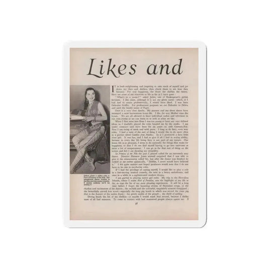 Debra Paget #521 - Magazine Page 1 of 2 1 B&W Princess Of The Nile '54 Candid Photo (Vintage Female Icon) Refrigerator Magnet 6 Inch Die-Cut - The Sticker Space