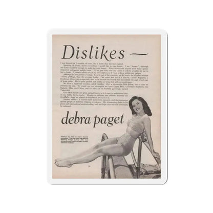 Debra Paget #522 - Magazine Page 2 of 2 1 B&W Pin-Up Photo Early 50's+Article (Vintage Female Icon) Refrigerator Magnet 3 Inch Die-Cut - The Sticker Space