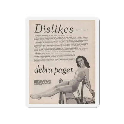 Debra Paget #522 - Magazine Page 2 of 2 1 B&W Pin-Up Photo Early 50's+Article (Vintage Female Icon) Refrigerator Magnet - The Sticker Space