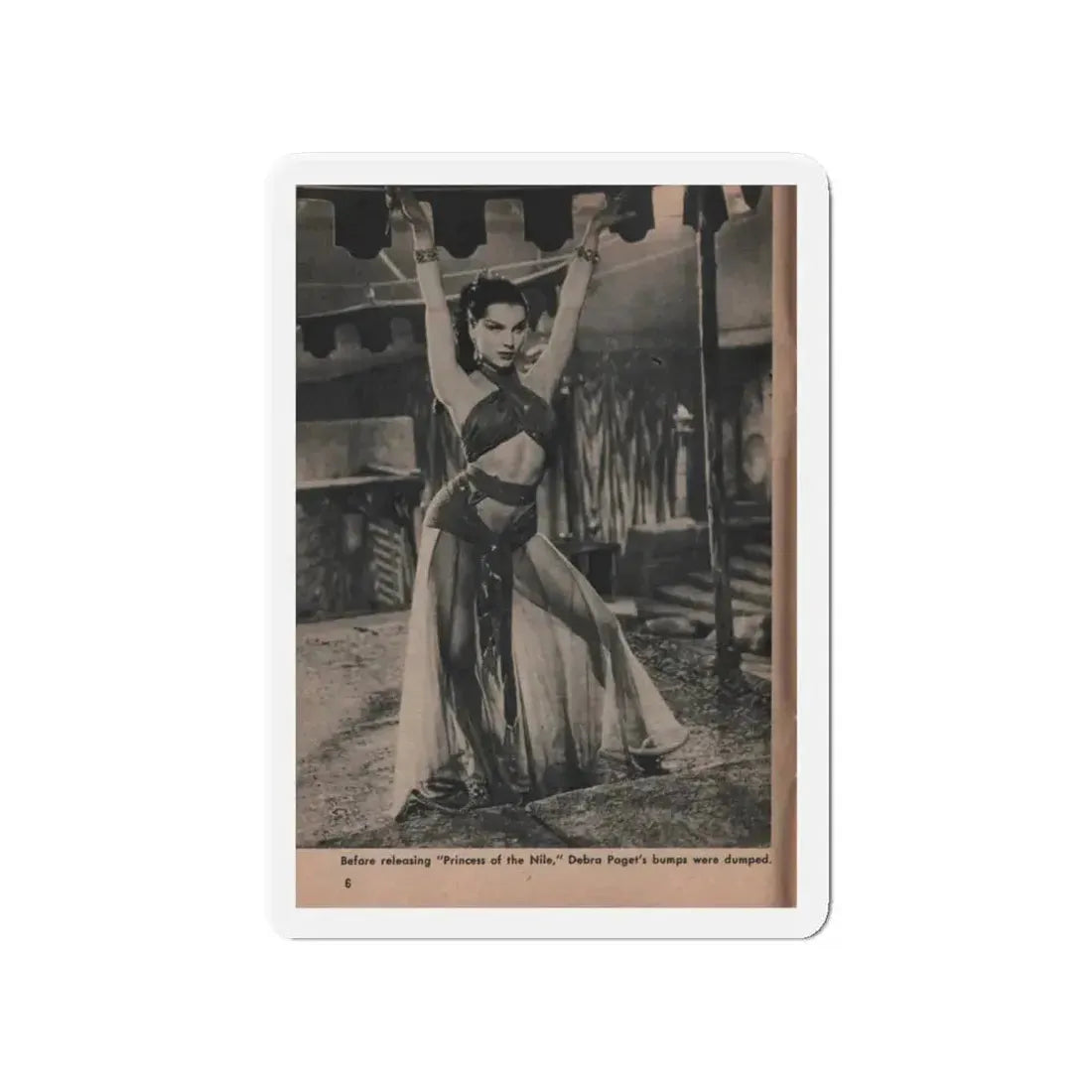 Debra Paget #526 - Show Pocket Mag. '55 - 1 B&W Photo & Caption (Vintage Female Icon) Refrigerator Magnet 4 Inch Die-Cut - The Sticker Space