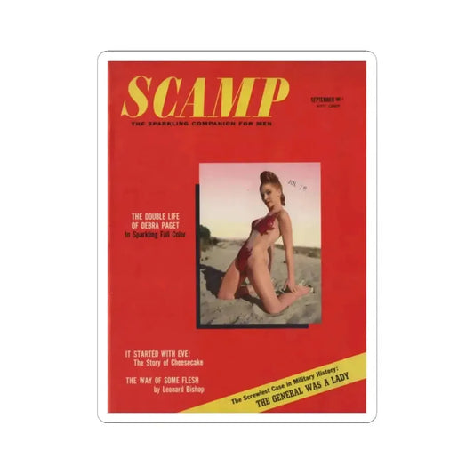 Debra Paget #546 - Debra on Cover in Color & spread inside from SCAMP Mag. Sept. '58 (Vintage Female Icon) STICKER Vinyl Kiss-Cut Decal 2 Inch White - The Sticker Space