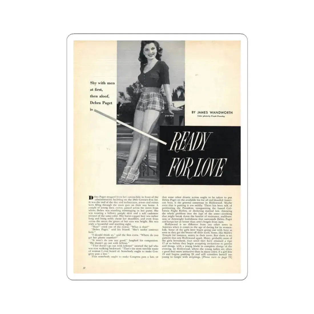 Debra Paget #549 (Vintage Female Icon) STICKER Vinyl Kiss-Cut Decal 4 Inch White - The Sticker Space