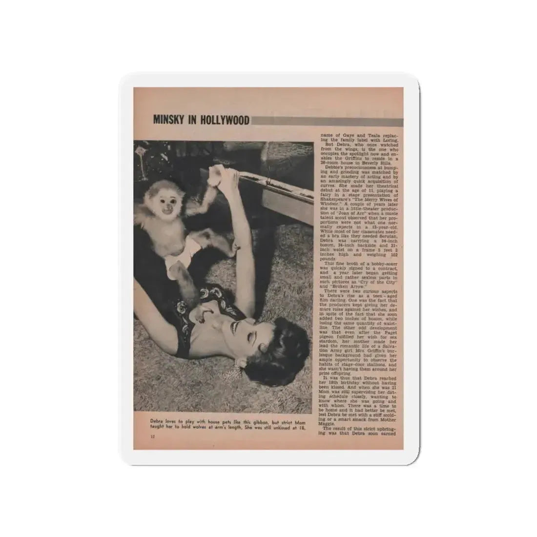 Debra Paget #594 - Sir! Mag. May '57 Pages 10-13 Pages 3 of 4 with 1 B&W Photo, Caption & Article (Vintage Female Icon) Refrigerator Magnet 3 Inch Die-Cut - The Sticker Space