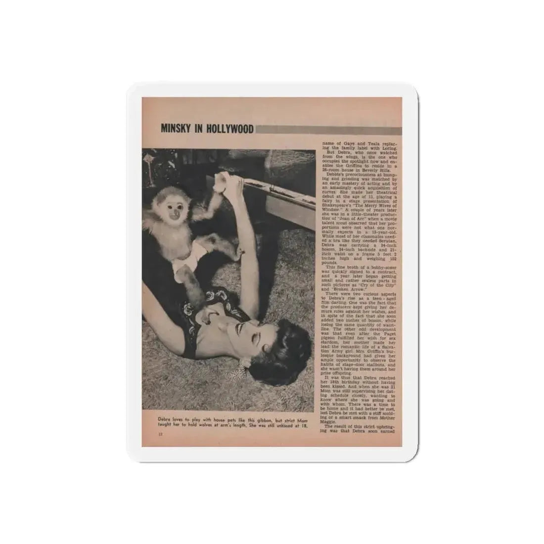 Debra Paget #594 - Sir! Mag. May '57 Pages 10-13 Pages 3 of 4 with 1 B&W Photo, Caption & Article (Vintage Female Icon) Refrigerator Magnet 6 Inch Die-Cut - The Sticker Space