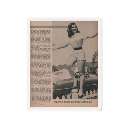 Debra Paget #595 - Sir! Mag. May '57 Pages 10-13 Pages 4 of 4 with 1 B&W Photo, Caption & Article end (Vintage Female Icon) Refrigerator Magnet 2 Inch Die-Cut - The Sticker Space
