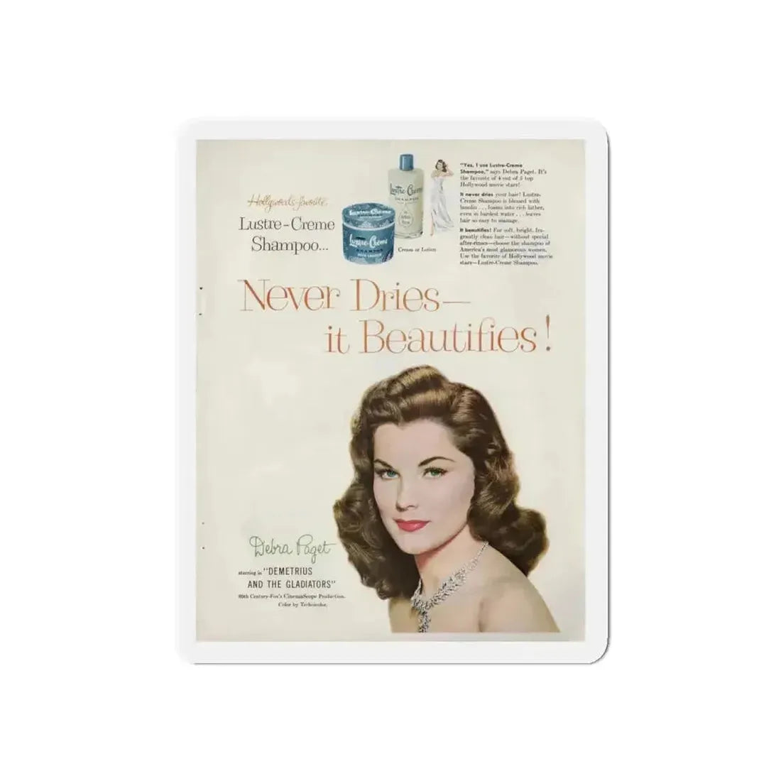 Debra Paget #596 - Original Lustre-Creme Shampoo Add from '54 1 (Vintage Female Icon) Refrigerator Magnet - The Sticker Space