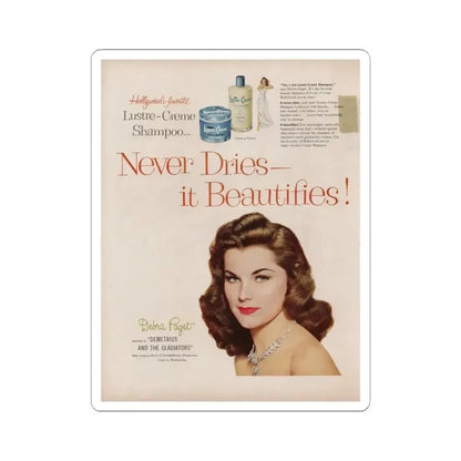 Debra Paget #596 - Original Lustre-Creme Shampoo Add from '54 (Vintage Female Icon) STICKER Vinyl Kiss-Cut Decal 6 Inch White - The Sticker Space