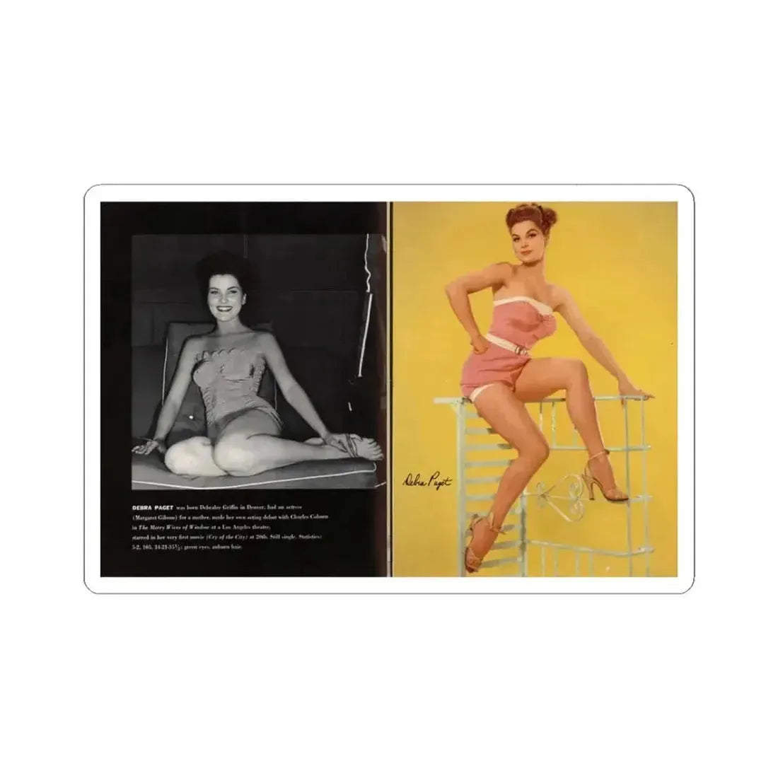 Debra Paget #597 - Modern Screen Pin-Ups Magazine Issue #1 (Vintage Female Icon) STICKER Vinyl Kiss-Cut Decal 3 Inch White - The Sticker Space