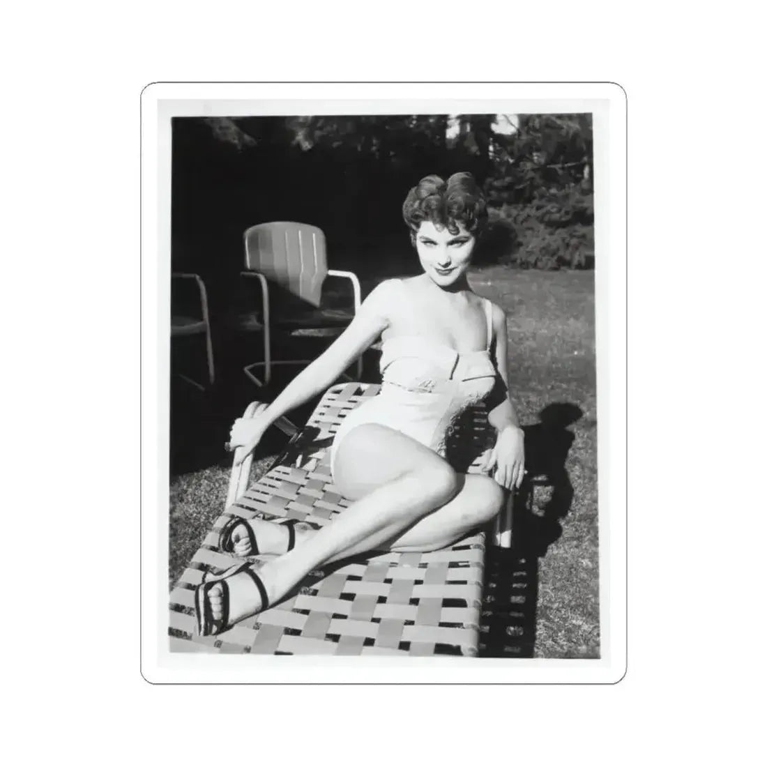 Debra Paget #611 - 8x10 B&W Full Body Pin-Up Promo Photo circa 50's (Vintage Female Icon) STICKER Vinyl Kiss-Cut Decal 6 Inch White - The Sticker Space