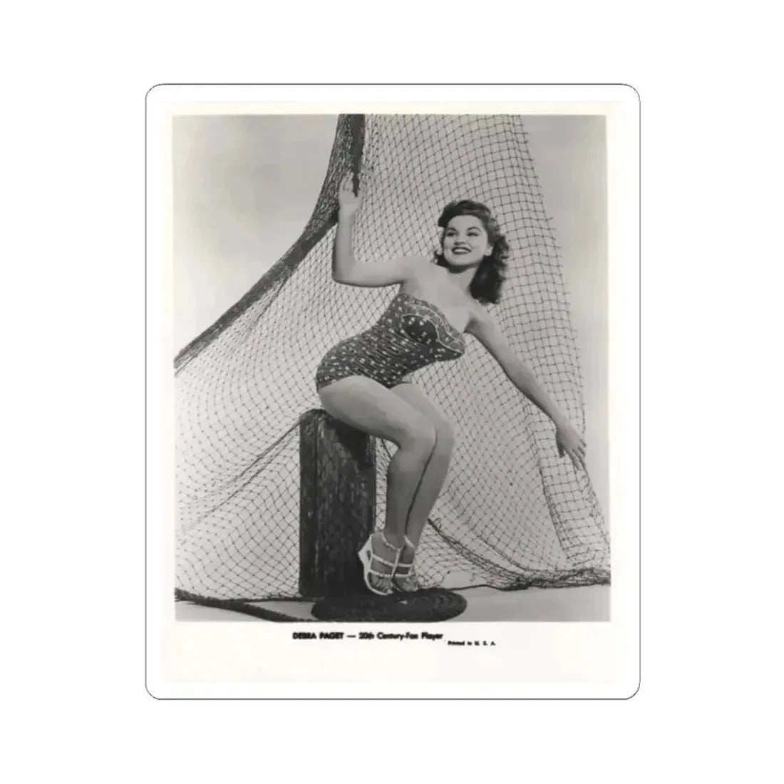 Debra Paget #612 - 8x10 B&W Full Body Pin-Up Promo Photo circa 50's (Vintage Female Icon) STICKER Vinyl Kiss-Cut Decal 2 Inch White - The Sticker Space