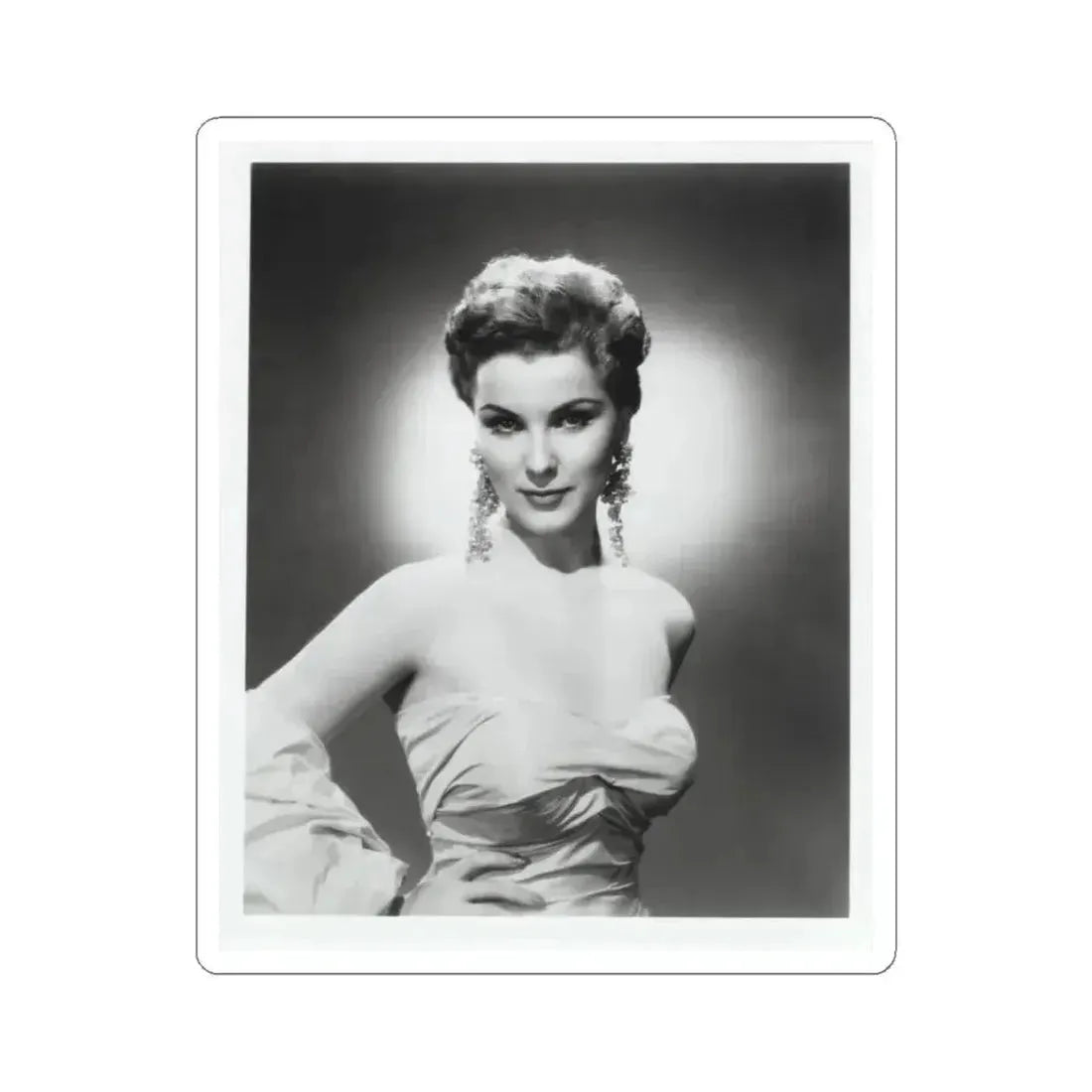 Debra Paget #614 - 8x10 B&W Upper Body Glamour Promo Photo circa 50's (Vintage Female Icon) STICKER Vinyl Kiss-Cut Decal 6 Inch White - The Sticker Space