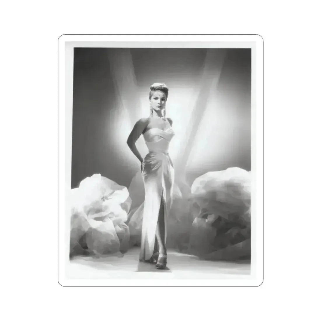 Debra Paget #616 - 8x10 B&W Full Body Glamour Promo Photo circa 50's (Vintage Female Icon) STICKER Vinyl Kiss-Cut Decal 4 Inch White - The Sticker Space