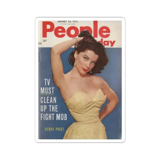 Debra Paget #674 - Debra on Cover in Color & inside spread of People Today Pocket Mag. from 1-26-55 (Vintage Female Icon) STICKER Vinyl Kiss-Cut Decal 2 Inch White - The Sticker Space