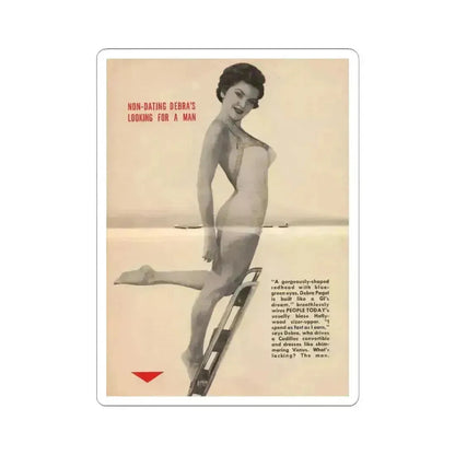 Debra Paget #676 - Pages 30-34 Pages 3 & 4 of 5 Pages featuring, Debra 1 B&W Centerfold Photo & Caption from People Today Pocket Mag. 1-26-55 (Vintage Female Icon) STICKER Vinyl Kiss-Cut Decal 6 Inch White - The Sticker Space