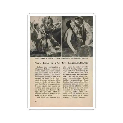 Debra Paget #677 - Pages 30-34 Pages 5 of 5 featuring, Debra 2 B&W Movie Photos, Caption & Article from People Today Pocket Mag. 1-26-55 (Vintage Female Icon) STICKER Vinyl Kiss-Cut Decal 3 Inch White - The Sticker Space