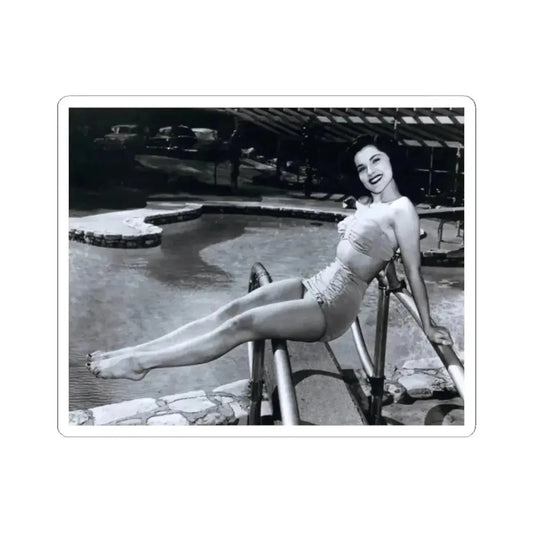 Debra Paget #763 - B&W 8x10 Full Body 2-Piece Leggy Barefoot Swimsuit Cheesecake Photo (Vintage Female Icon) STICKER Vinyl Kiss-Cut Decal 2 Inch White - The Sticker Space