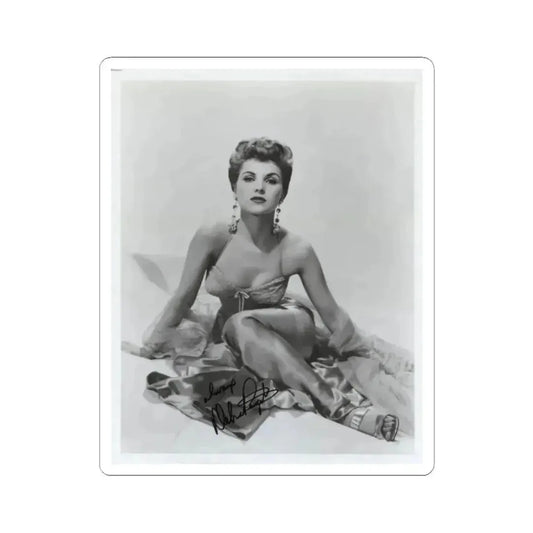Debra Paget #775 - B&W 8x10 Full Body Glamour Dress Photo from 1957 autographed 1 (Vintage Female Icon) STICKER Vinyl Kiss-Cut Decal 2 Inch White - The Sticker Space