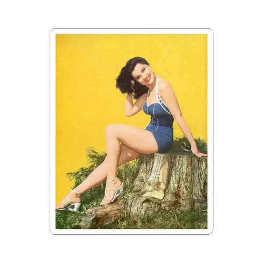 Debra Paget #776 - Vintage 8x11 Full Body 1-Piece Swimsuit Leggy White Open Wedges Cheesecake Pic on Mag. Page (Vintage Female Icon) STICKER Vinyl Kiss-Cut Decal 2 Inch White - The Sticker Space