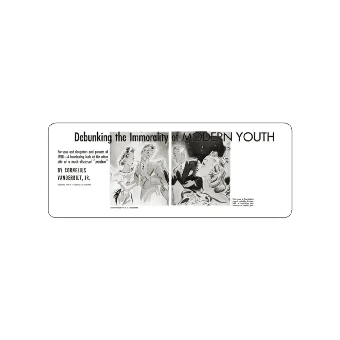 Debunkin the Immorality of Modern Youth, Liberty magazine, November 12, 1938 (Magazine Illustration) STICKER Vinyl Die-Cut Decal - The Sticker Space