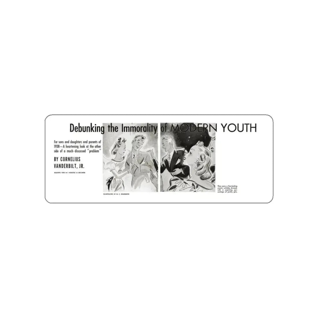 Debunkin the Immorality of Modern Youth, Liberty magazine, November 12, 1938 (Magazine Illustration) STICKER Vinyl Die-Cut Decal - The Sticker Space