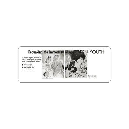 Debunkin the Immorality of Modern Youth, Liberty magazine, November 12, 1938 (Magazine Illustration) STICKER Vinyl Die-Cut Decal White Die-Cut 2 Inch - The Sticker Space