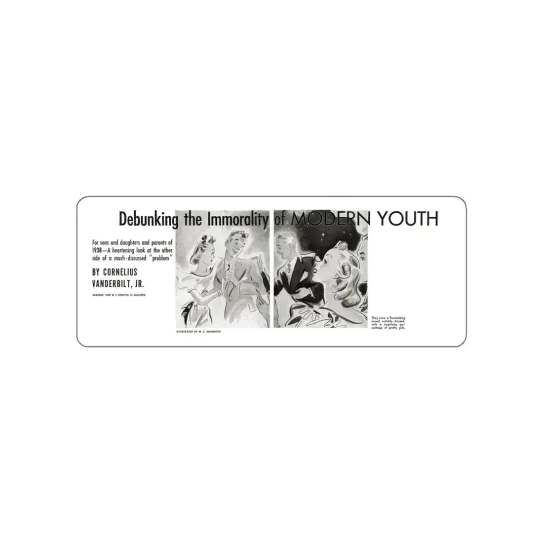 Debunkin the Immorality of Modern Youth, Liberty magazine, November 12, 1938 (Magazine Illustration) STICKER Vinyl Die-Cut Decal White Die-Cut 3 Inch - The Sticker Space