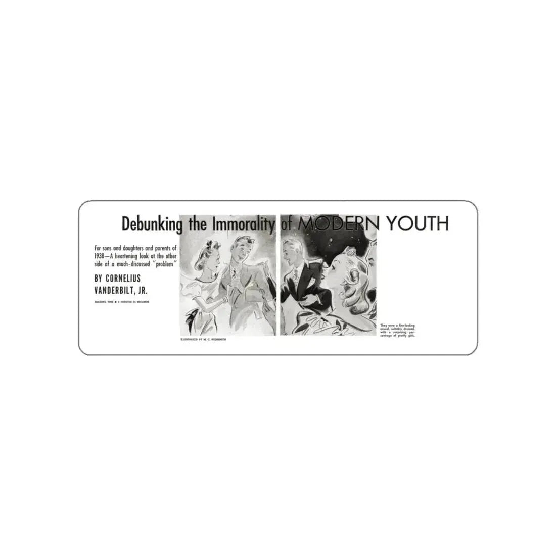 Debunkin the Immorality of Modern Youth, Liberty magazine, November 12, 1938 (Magazine Illustration) STICKER Vinyl Die-Cut Decal White Die-Cut 4 Inch - The Sticker Space