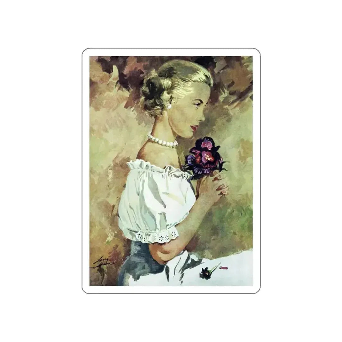 Debutante, , Chatelaine, July 1950 (Magazine Illustration) STICKER Vinyl Die-Cut Decal - The Sticker Space