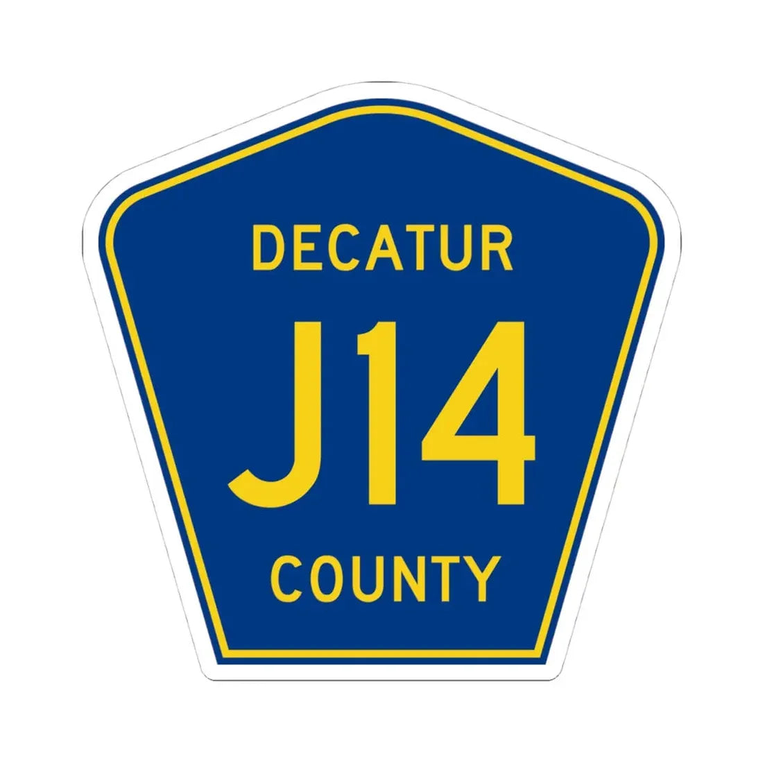 Decatur County Route J14 IA (Iowa) (Road Sign) STICKER Vinyl Kiss-Cut Decal 4 Inch White - The Sticker Space