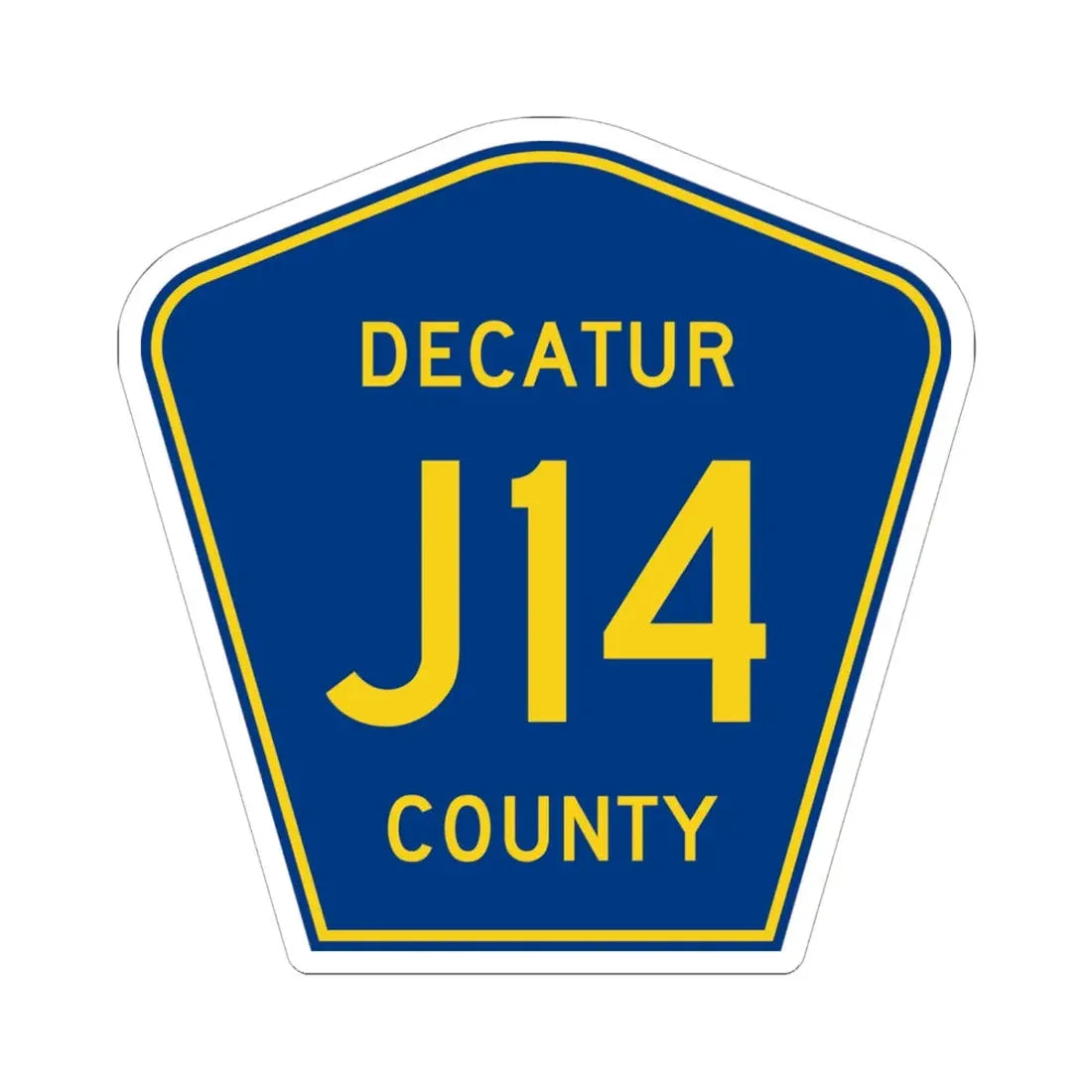 Decatur County Route J14 IA (Iowa) (Road Sign) STICKER Vinyl Kiss-Cut Decal 6 Inch White - The Sticker Space